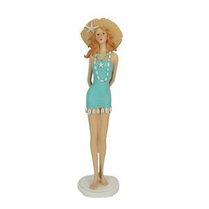 Redhead Bathing Beauty Figurine – 14-Inch, Vintage Coastal Decor